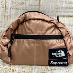 The North Face Supreme metallic Roo II lumbar pack rose gold